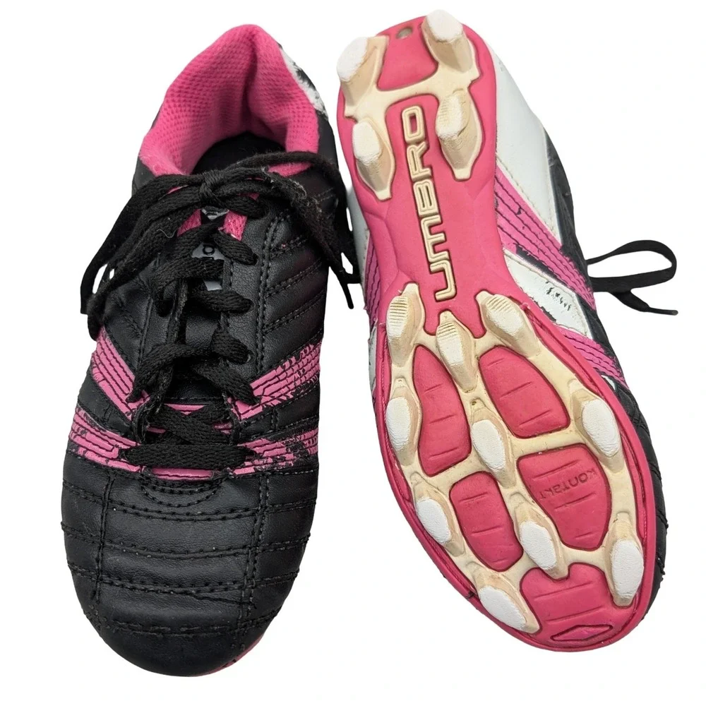 Umbro Girls Corsica Soccer Cleats Black Pink YFW00334 Size 1 Youth Shoes